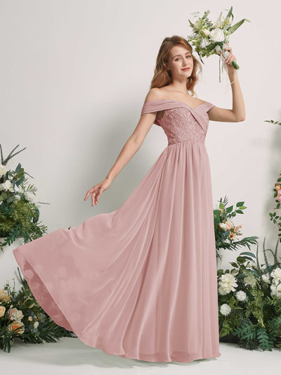 Carlyna Leona A-Line Dusty Rose Embroidered Bridesmaid Dress Maxi Sleeveless Sweetheart Dress Side View 2 #color_dusty-rose