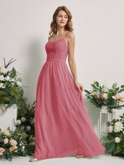 Carlyna Ursula A-Line Desert Rose Beaded Bridesmaid Dress Maxi Sleeveless Sweetheart Dress Side View 2 #color_desert-rose
