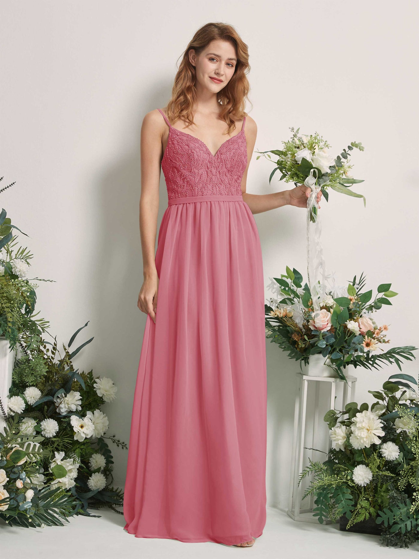 Desert Rose Bridesmaid Dresses A-line Spaghetti-straps Sleeveless Chiffon Dresses (81226511)#color_desert-rose