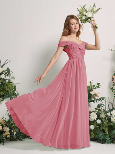 Carlyna Leona A-Line Desert Rose Embroidered Bridesmaid Dress Maxi Sleeveless Sweetheart Dress Side View 2 #color_desert-rose