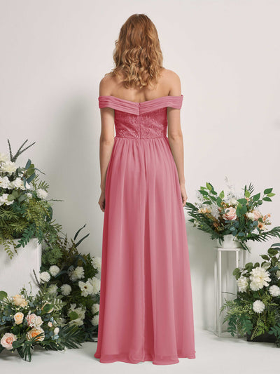 Carlyna Leona A-Line Desert Rose Embroidered Bridesmaid Dress Maxi Sleeveless Sweetheart Dress Back View #color_desert-rose