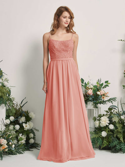 Carlyna Ursula A-Line Champagne Rose Beaded Bridesmaid Dress Maxi Sleeveless Sweetheart Dress Front View #color_champagne-rose