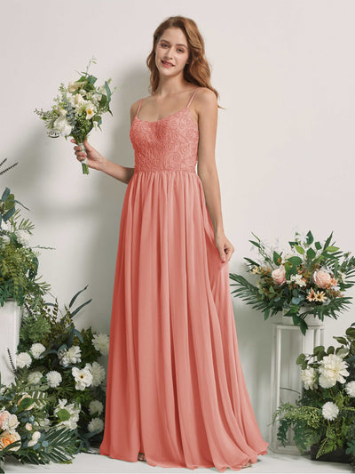 Carlyna Verna A-Line Champagne Rose Beaded Bridesmaid Dress Maxi Sleeveless Sweetheart Dress Front View #color_champagne-rose