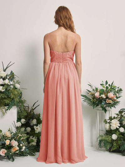 Carlyna Verna A-Line Champagne Rose Beaded Bridesmaid Dress Maxi Sleeveless Sweetheart Dress Back View #color_champagne-rose