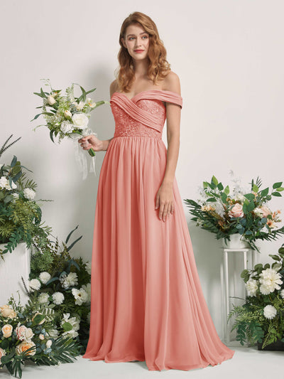 Carlyna Leona A-Line Champagne Rose Embroidered Bridesmaid Dress Maxi Sleeveless Sweetheart Dress Front View #color_champagne-rose