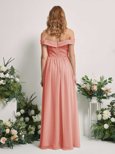 Carlyna Leona A-Line Champagne Rose Embroidered Bridesmaid Dress Maxi Sleeveless Sweetheart Dress Back View #color_champagne-rose