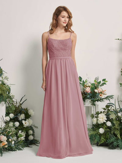 Carlyna Ursula A-Line Vintage Mauve Beaded Bridesmaid Dress Maxi Sleeveless Sweetheart Dress Front View #color_vintage-mauve