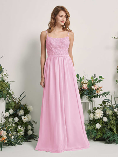 Carlyna Ursula A-Line Candy Pink Beaded Bridesmaid Dress Maxi Sleeveless Sweetheart Dress Front View #color_candy-pink