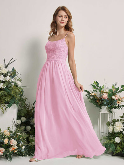 Carlyna Ursula A-Line Candy Pink Beaded Bridesmaid Dress Maxi Sleeveless Sweetheart Dress Side View 2 #color_candy-pink