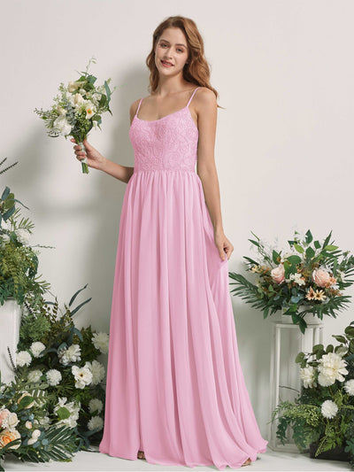Carlyna Verna A-Line Candy Pink Beaded Bridesmaid Dress Maxi Sleeveless Sweetheart Dress Front View #color_candy-pink
