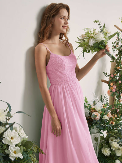 Carlyna Verna A-Line Candy Pink Beaded Bridesmaid Dress Maxi Sleeveless Sweetheart Dress Side View 2 #color_candy-pink