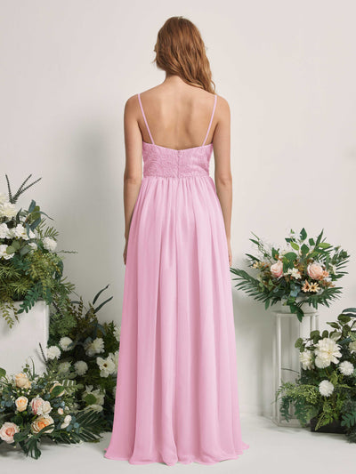 Carlyna Verna A-Line Candy Pink Beaded Bridesmaid Dress Maxi Sleeveless Sweetheart Dress Back View #color_candy-pink