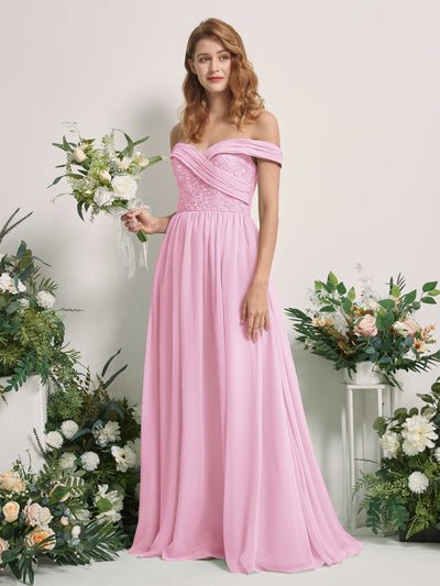Carlyna Leona A-Line Candy Pink Embroidered Bridesmaid Dress Maxi Sleeveless Sweetheart Dress Front View #color_candy-pink