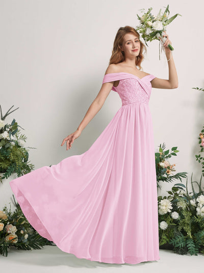 Carlyna Leona A-Line Candy Pink Embroidered Bridesmaid Dress Maxi Sleeveless Sweetheart Dress Side View 2 #color_candy-pink