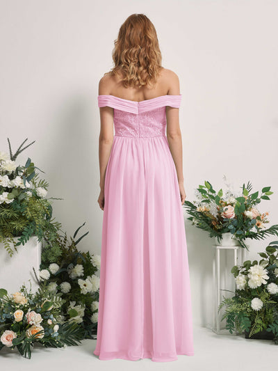 Carlyna Leona A-Line Candy Pink Embroidered Bridesmaid Dress Maxi Sleeveless Sweetheart Dress Back View #color_candy-pink