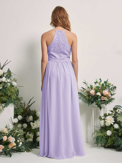 Carlyna Denise A-Line Lilac Embroidered Bridesmaid Dress Maxi Sleeveless Round Neck Dress Back View #color_lilac