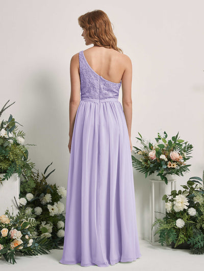 Carlyna Bonita A-Line Lilac Embroidered Bridesmaid Dress Maxi Sleeveless One Shoulder Dress Back View #color_lilac