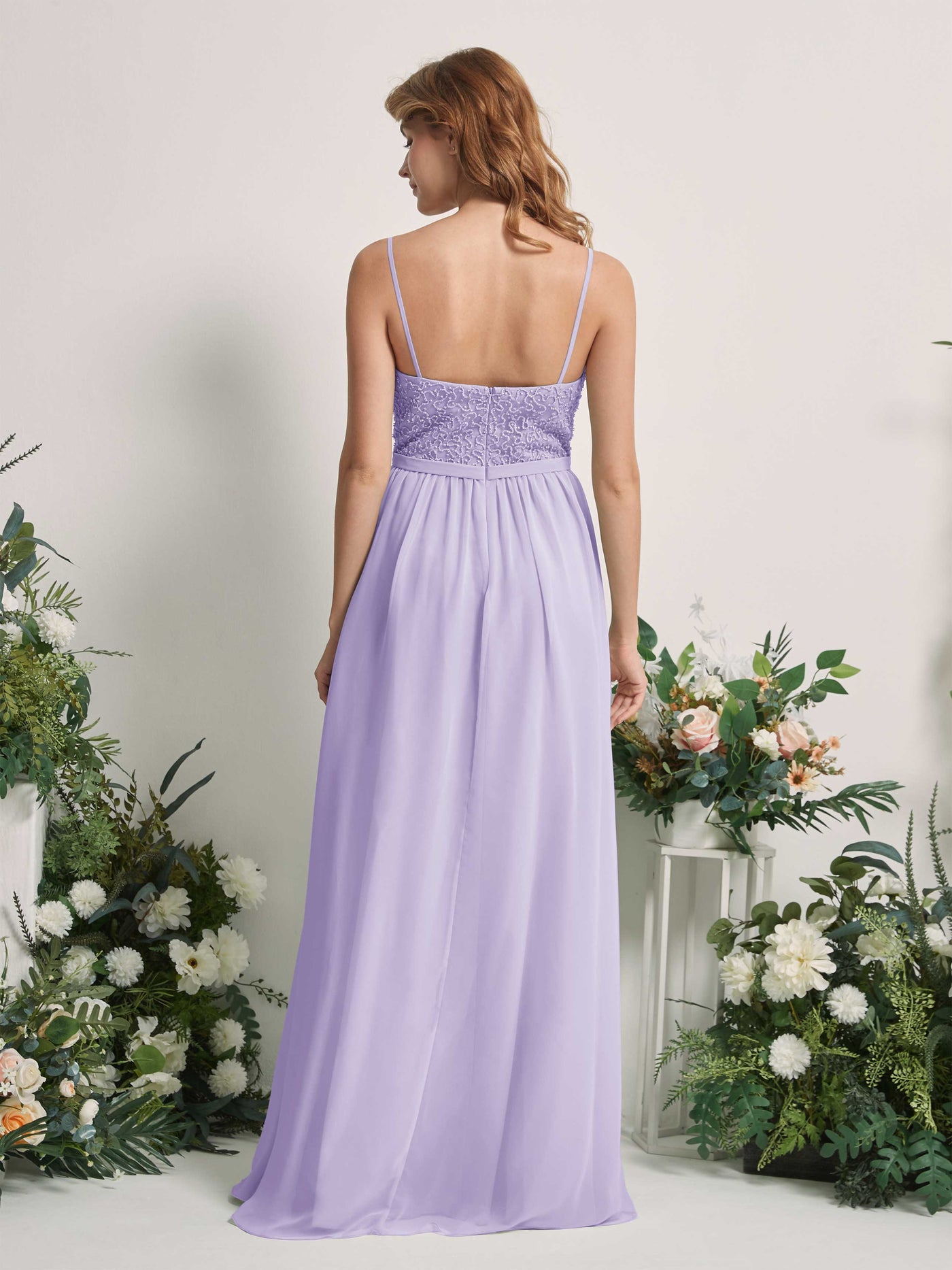 Lilac Bridesmaid Dresses A-line Open back Spaghetti-straps Sleeveless Dresses (83220114)#color_lilac