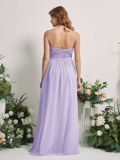 Carlyna Ursula A-Line Lilac Beaded Bridesmaid Dress Maxi Sleeveless Sweetheart Dress Back View #color_lilac
