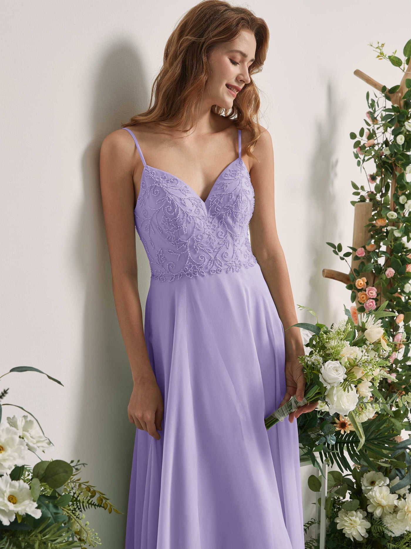 Lilac Bridesmaid Dresses A-line Open back Spaghetti-straps Sleeveless Dresses (83221114)#color_lilac