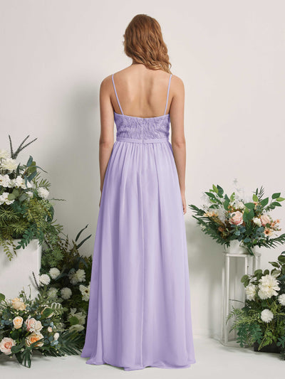 Carlyna Alexandra A-Line Lilac Beaded Bridesmaid Dress Maxi Sleeveless V-Neck Dress Back View #color_lilac