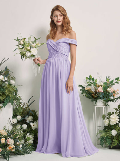 Carlyna Leona A-Line Lilac Embroidered Bridesmaid Dress Maxi Sleeveless Sweetheart Dress Front View #color_lilac