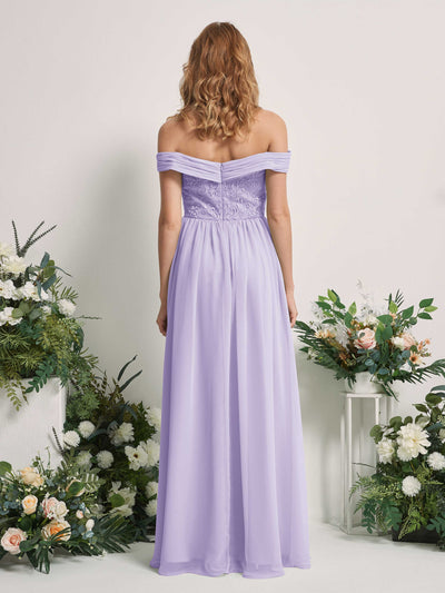 Carlyna Leona A-Line Lilac Embroidered Bridesmaid Dress Maxi Sleeveless Sweetheart Dress Back View #color_lilac