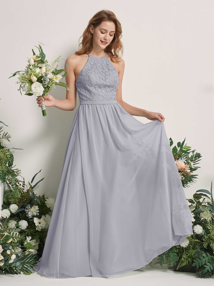Dusty Lavender Bridesmaid Dresses A-line Halter Sleeveless Chiffon Dresses (83220803)