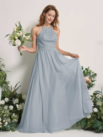 Carlyna Denise A-Line Dusty Blue-Upgrade Embroidered Bridesmaid Dress Maxi Sleeveless Round Neck Dress Front View #color_dusty-blue-upgrade