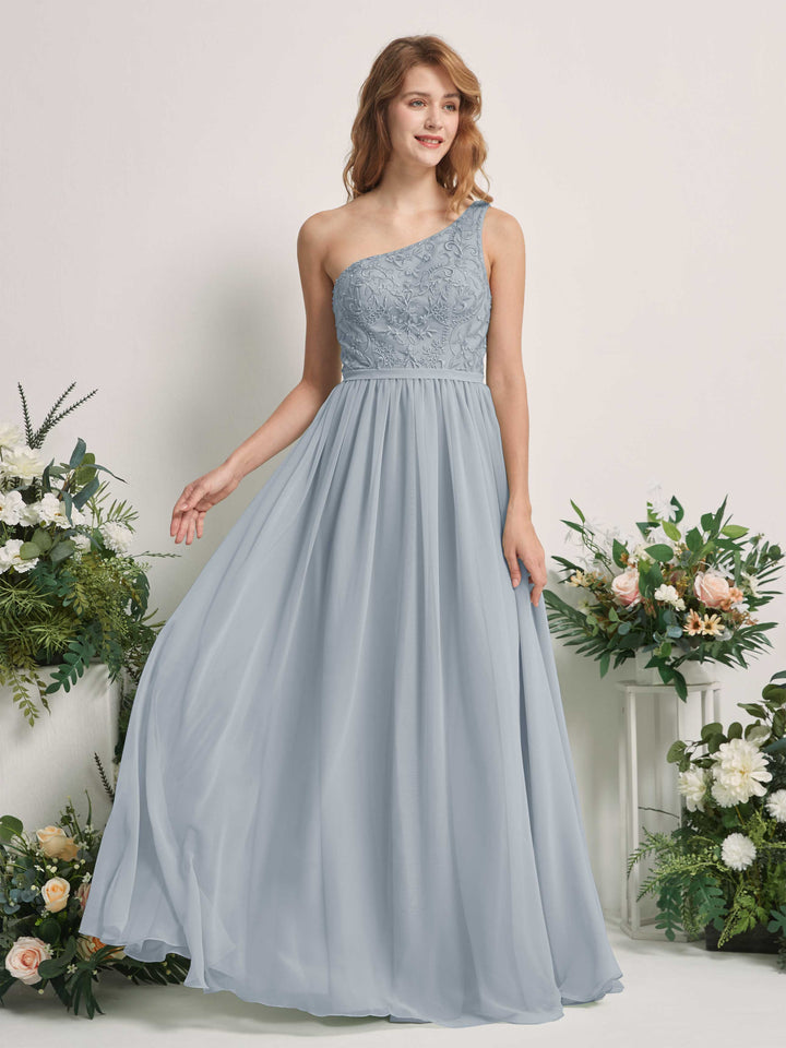 Dusty Blue-Upgrade Bridesmaid Dresses A-line Open back One Shoulder Sleeveless Dresses (83220504)