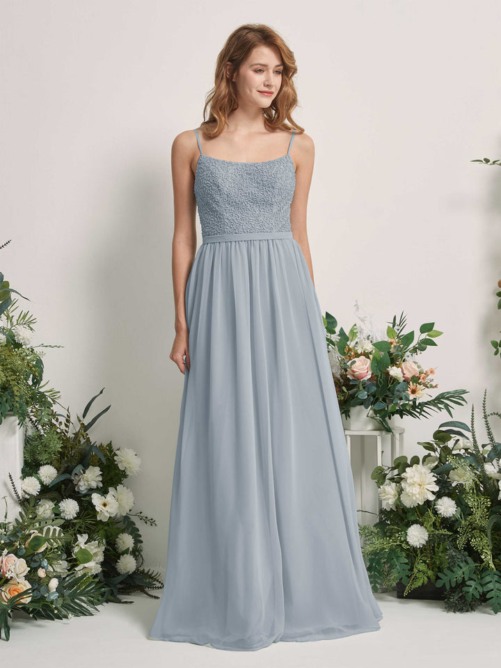Dusty Blue-Upgrade Bridesmaid Dresses A-line Open back Spaghetti-straps Sleeveless Dresses (83220104)