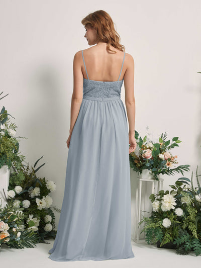 Carlyna Ursula A-Line Dusty Blue-Upgrade Beaded Bridesmaid Dress Maxi Sleeveless Sweetheart Dress Back View #color_dusty-blue-upgrade