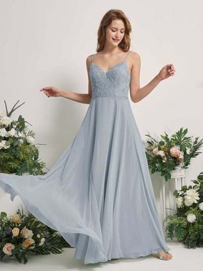 Carlyna Gail A-Line Dusty Blue-Upgrade Beaded Bridesmaid Dress Maxi Sleeveless V-Neck Dress Front View #color_dusty-blue-upgrade