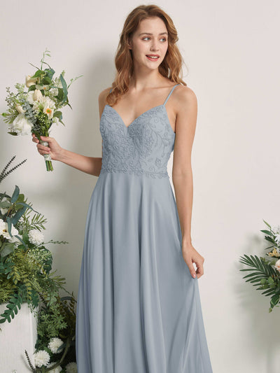 Carlyna Gail A-Line Dusty Blue-Upgrade Beaded Bridesmaid Dress Maxi Sleeveless V-Neck Dress Side View 2 #color_dusty-blue-upgrade