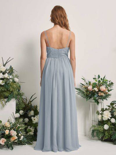 Carlyna Verna A-Line Dusty Blue-Upgrade Beaded Bridesmaid Dress Maxi Sleeveless Sweetheart Dress Back View #color_dusty-blue-upgrade