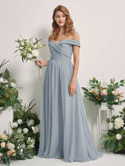 Carlyna Leona A-Line Dusty Blue-Upgrade Embroidered Bridesmaid Dress Maxi Sleeveless Sweetheart Dress Front View #color_dusty-blue-upgrade