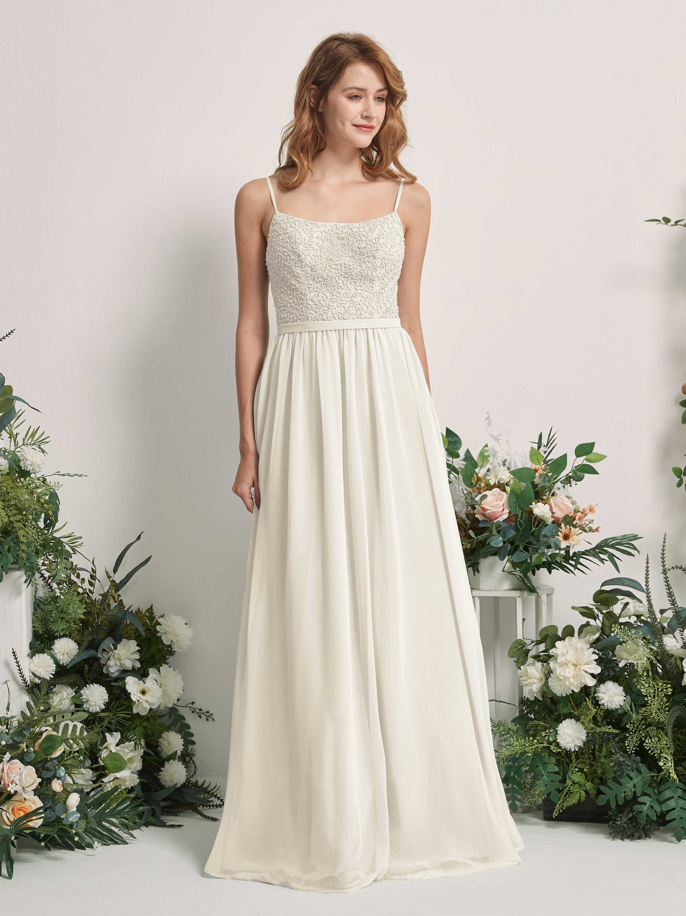 Ivory Bridesmaid Dresses A-line Open back Spaghetti-straps Sleeveless Dresses (83220126)#color_ivory
