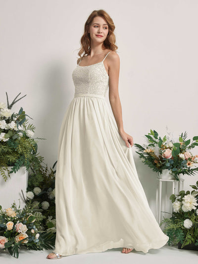 Carlyna Ursula A-Line Ivory Beaded Bridesmaid Dress Maxi Sleeveless Sweetheart Dress Side View 2 #color_ivory