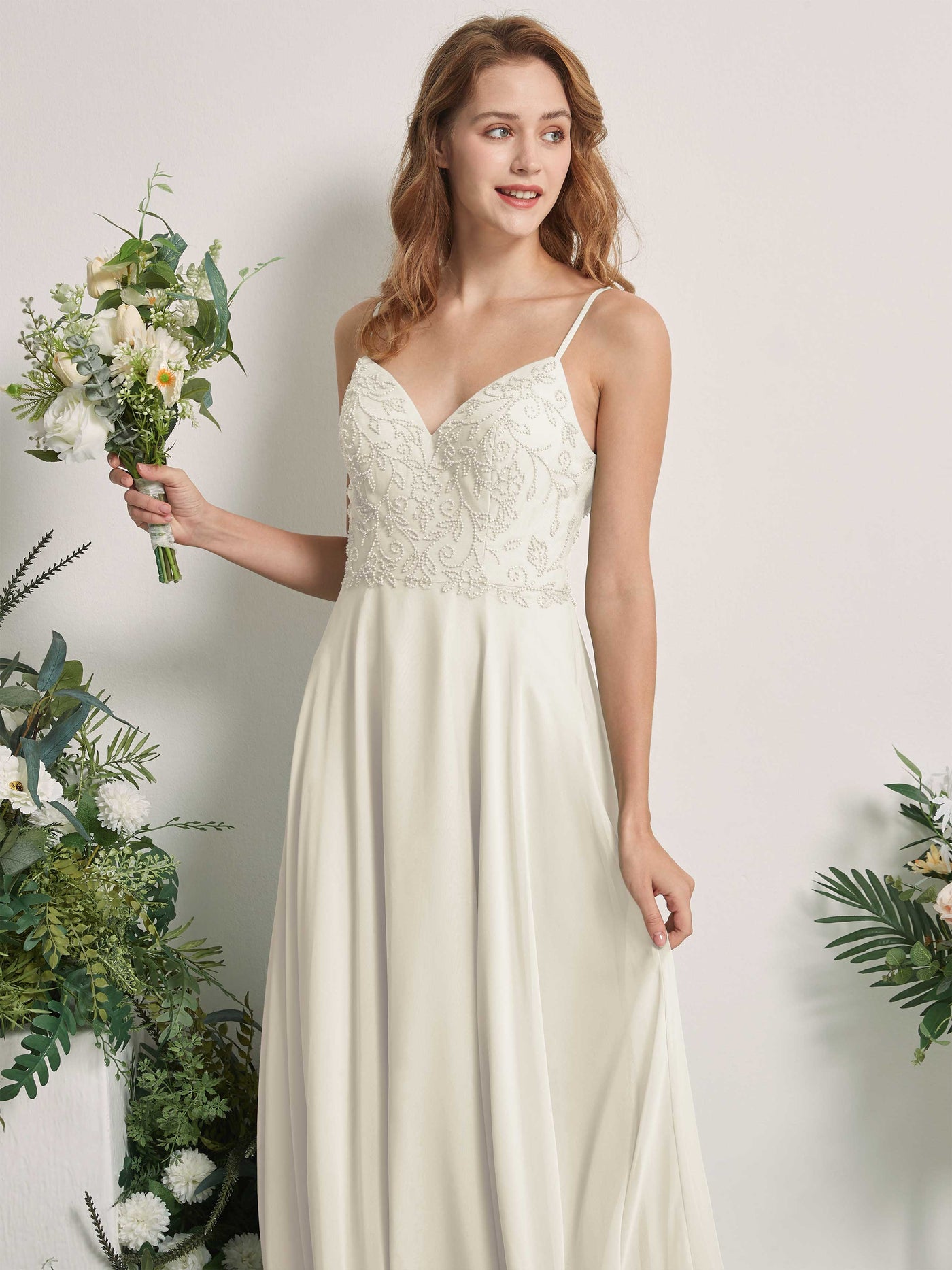 Ivory Bridesmaid Dresses A-line Open back Spaghetti-straps Sleeveless Dresses (83221126)#color_ivory