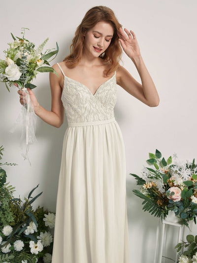 Carlyna Alexandra A-Line Ivory Beaded Bridesmaid Dress Maxi Sleeveless V-Neck Dress Side View 2 #color_ivory