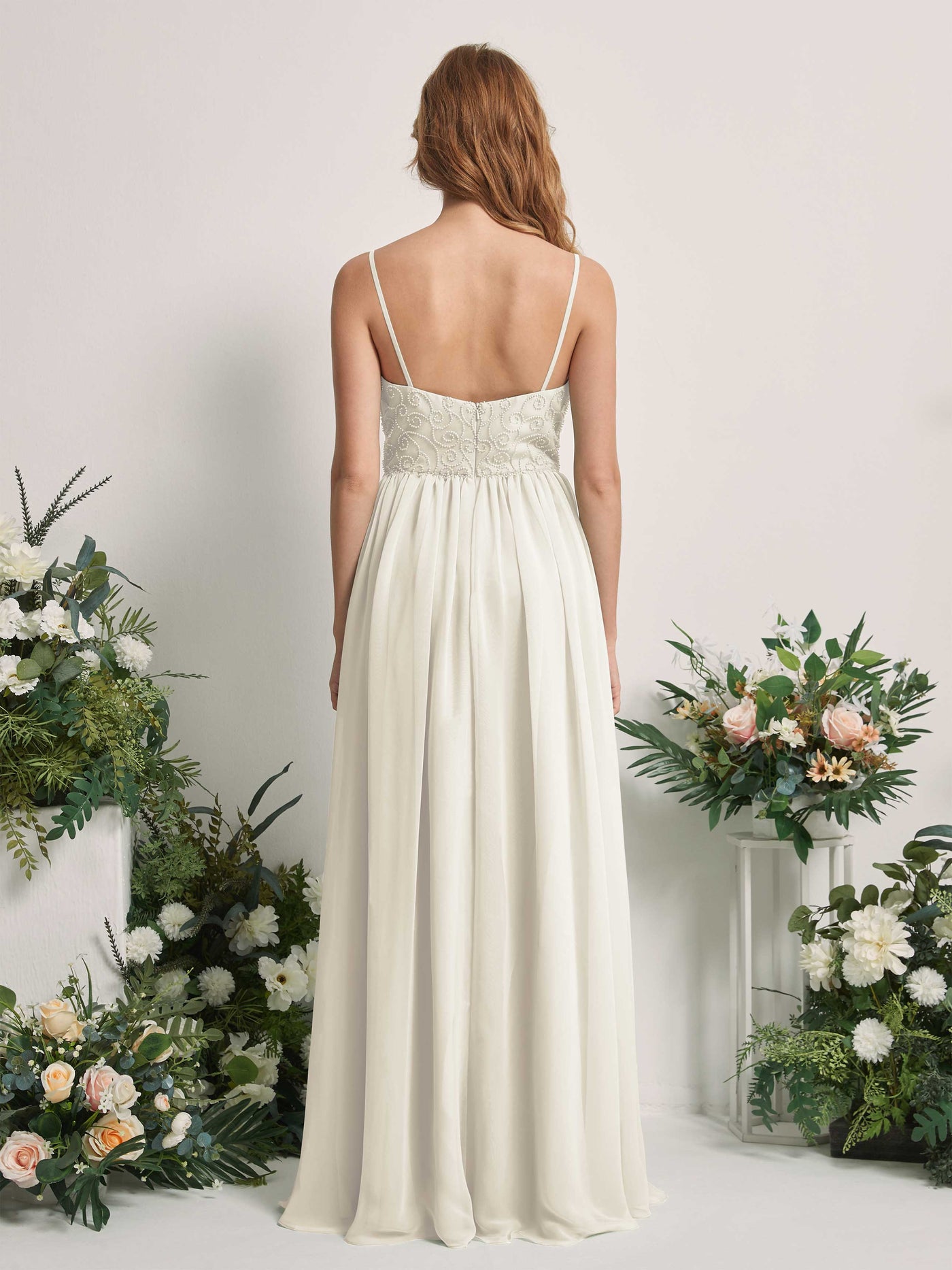 Ivory Bridesmaid Dresses A-line Spaghetti-straps Sleeveless Chiffon Dresses (83221226)#color_ivory