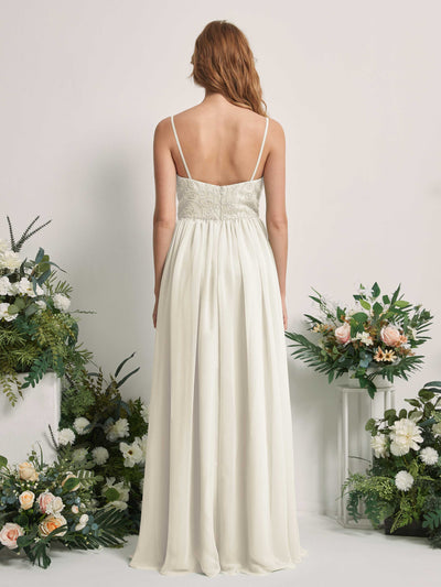 Carlyna Verna A-Line Ivory Beaded Bridesmaid Dress Maxi Sleeveless Sweetheart Dress Back View #color_ivory