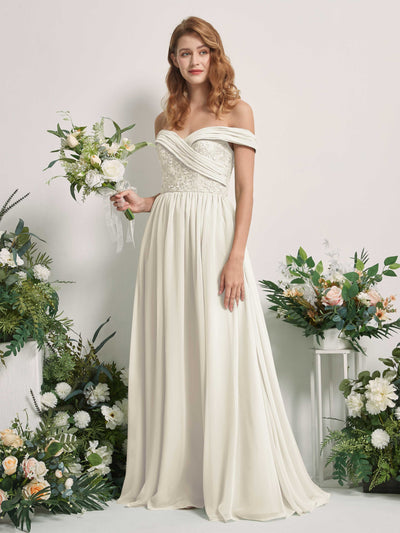 Carlyna Leona A-Line Ivory Embroidered Bridesmaid Dress Maxi Sleeveless Sweetheart Dress Front View #color_ivory