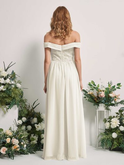 Carlyna Leona A-Line Ivory Embroidered Bridesmaid Dress Maxi Sleeveless Sweetheart Dress Back View #color_ivory