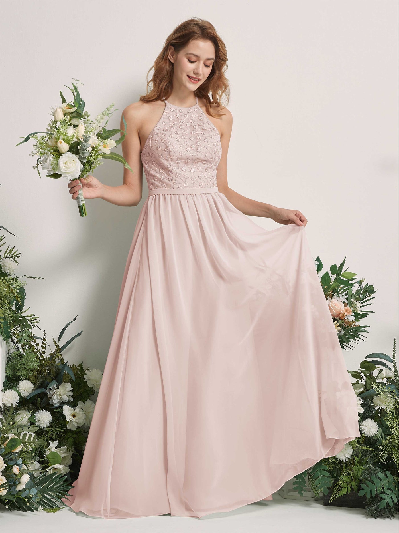 Biscotti Bridesmaid Dresses A-line Halter Sleeveless Chiffon Dresses (83220835)#color_biscotti