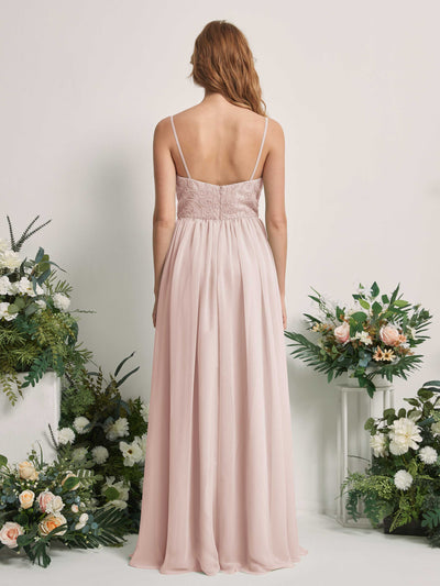 Carlyna Verna A-Line Biscotti Beaded Bridesmaid Dress Maxi Sleeveless Sweetheart Dress Back View #color_biscotti