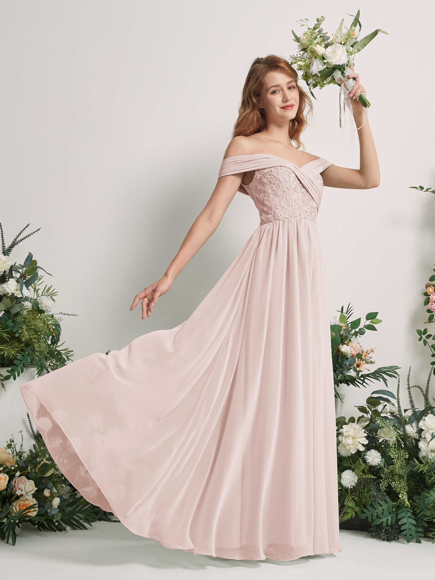 Biscotti Bridesmaid Dresses Ball Gown Off Shoulder Sleeveless Chiffon Dresses (83220435)#color_biscotti