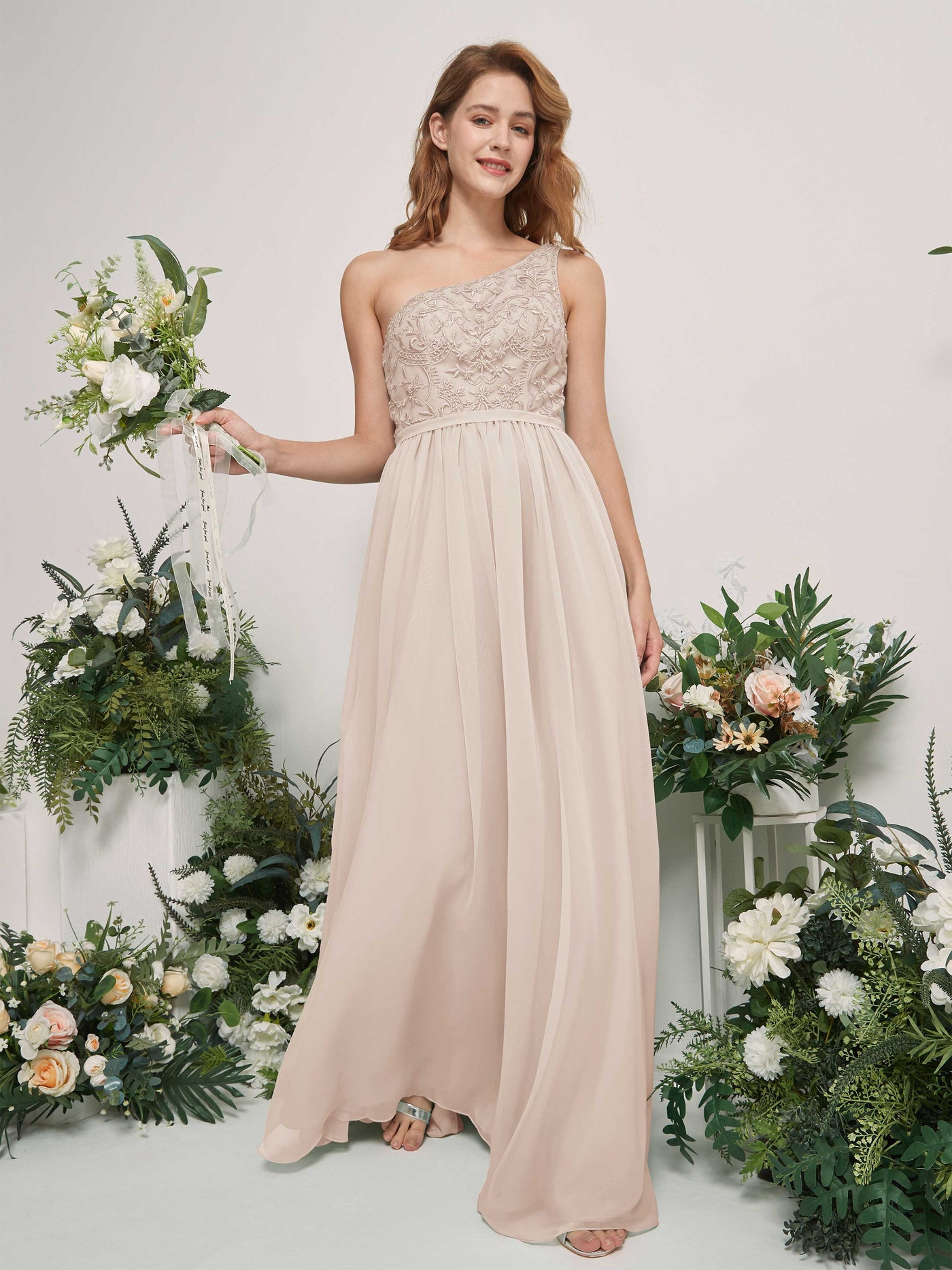 Champagne Bridesmaid Dresses A-line Open back One Shoulder Sleeveless Dresses (83220516)#color_champagne
