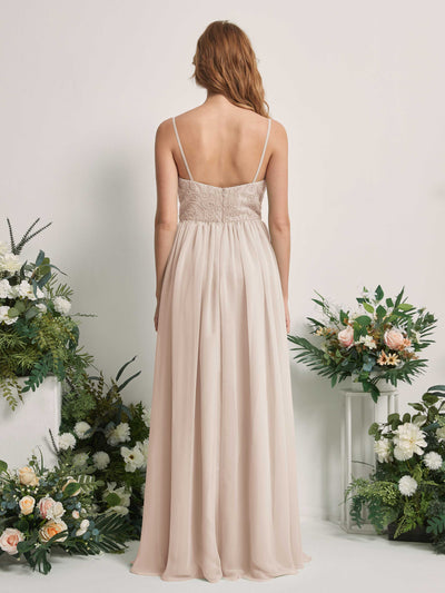 Carlyna Verna A-Line Champagne Beaded Bridesmaid Dress Maxi Sleeveless Sweetheart Dress Back View #color_champagne