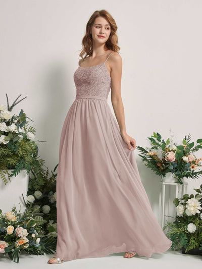 Carlyna Ursula A-Line Taupe Beaded Bridesmaid Dress Maxi Sleeveless Sweetheart Dress Side View 2 #color_taupe